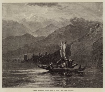 Luz de luna de verano en el lago de Orta de Harry John Johnson